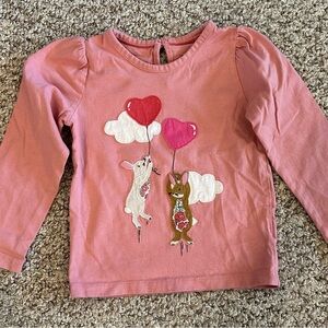 Mini Boden Puff Sleeve Bunny Appliqué Shirt